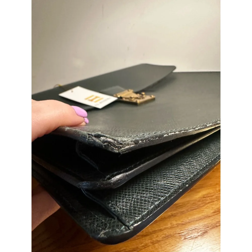 Louis Vuitton Dark Green Taiga Leather Briefcase